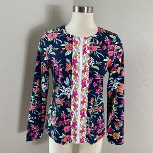 Tommy Bahama Womens Medium Summer Floral Zip Up Rashguard Swim Top Pockets